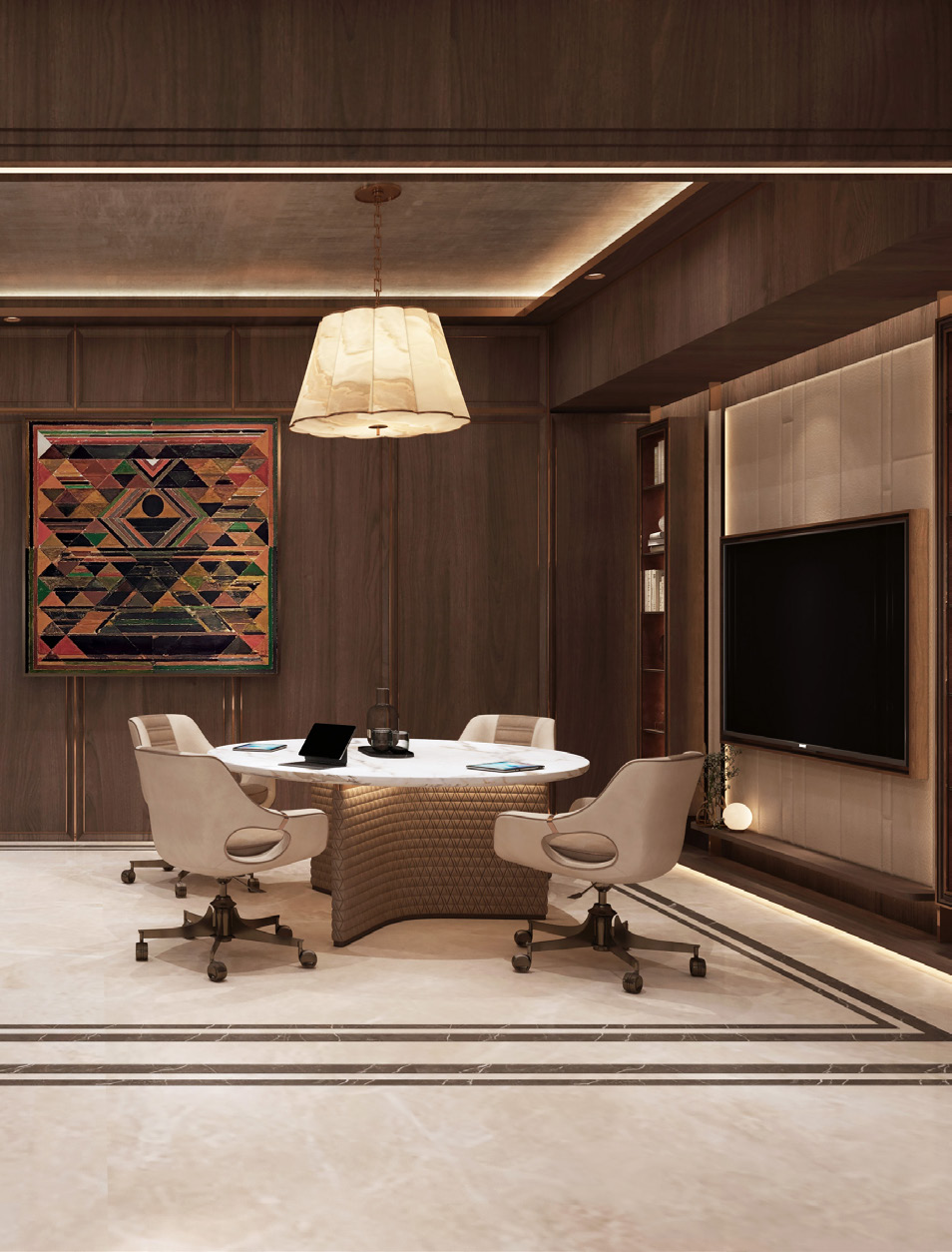 Worli House private luxury whole-floor office interior with curved glass windows
